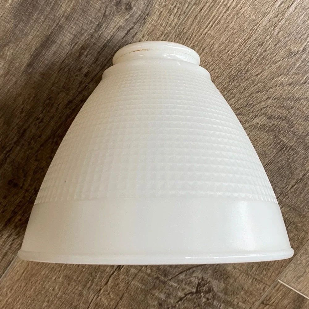 Vintage White Milk Glass Waffle Pattern Lamp Shade Replacement Cone 5-6 in.
